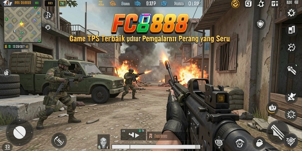 Screenshot FC888 menampilkan aksi pertempuran yang mendebarkan dalam game TPS.