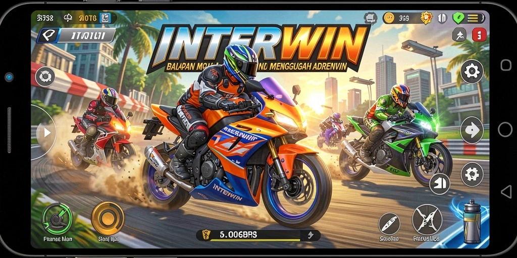 Gameplay menarik INTERWIN dengan balapan motor yang menegangkan.