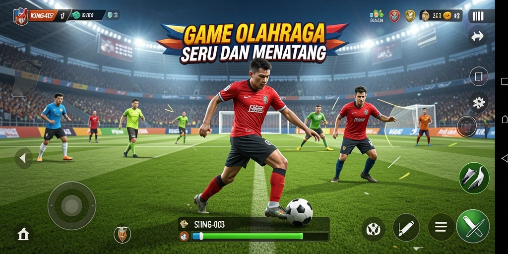 Screenshot KING403 menunjukkan aksi olahraga yang intens dan penuh semangat.