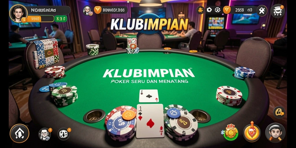 Tampilan gameplay Poker di KLUBIMPIAN yang memukau dan penuh strategi.