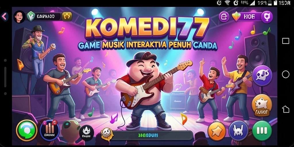 Screenshot gameplay KOMEDI77 yang menunjukkan momen seru saat bermain musik.