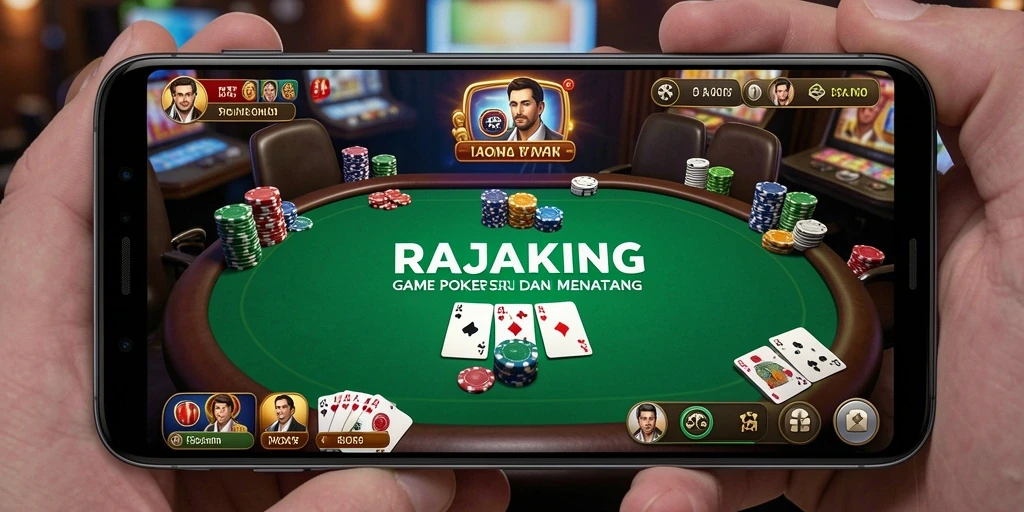 Tampilan gameplay seru di RAJAKING dengan suasana Poker yang menegangkan.