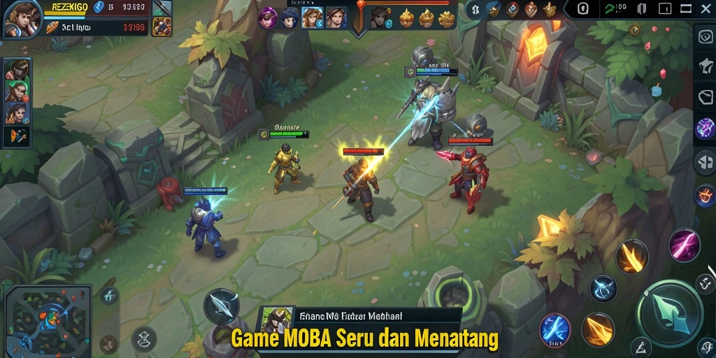 Tampilan permainan MOBA di REZEKIGO dengan aksi seru.