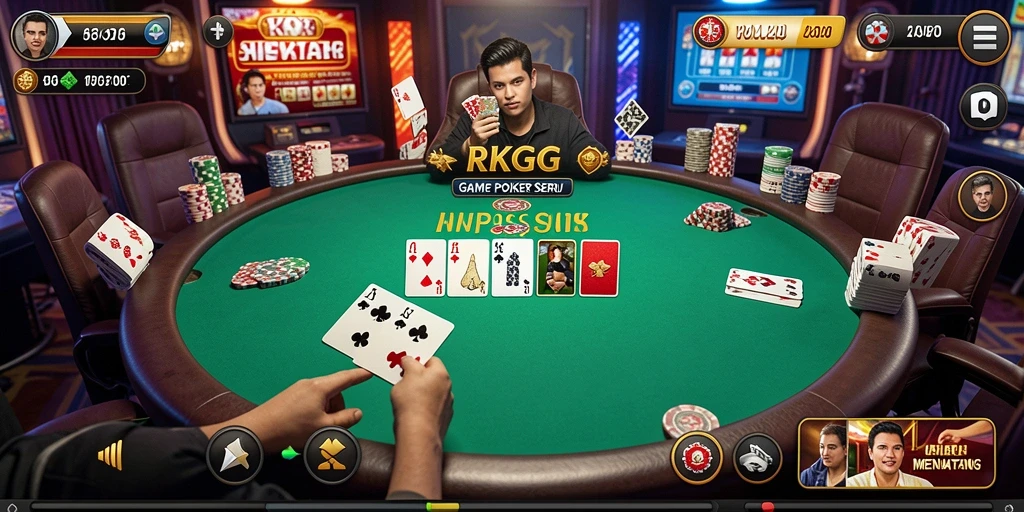 Menampilkan gameplay Poker yang menegangkan dan interaksi pemain.