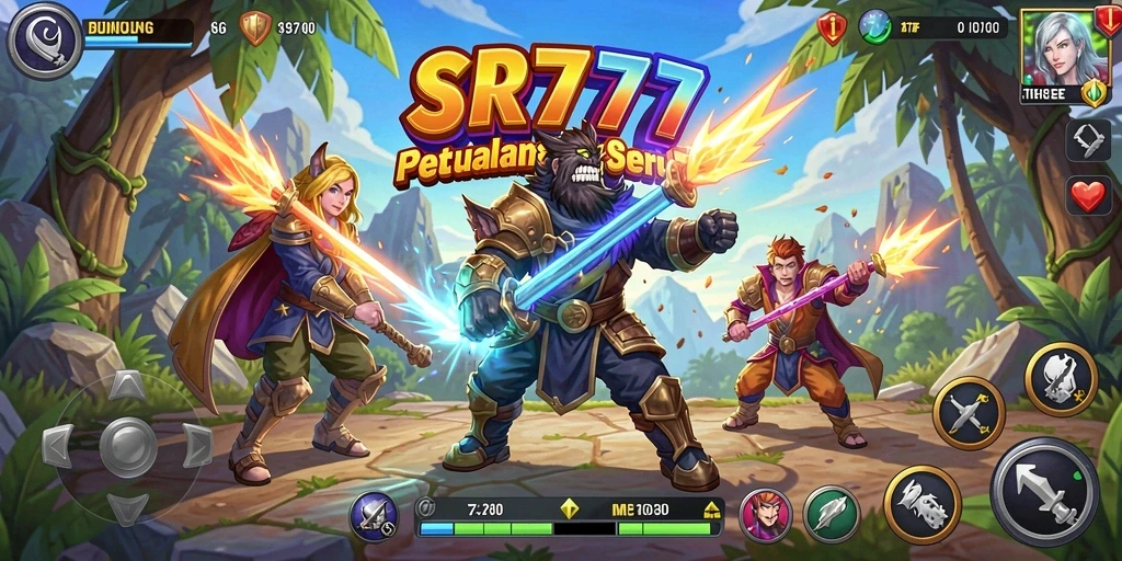 Tangkapan layar gameplay SR777 menunjukkan aksi seru dalam petualangan.