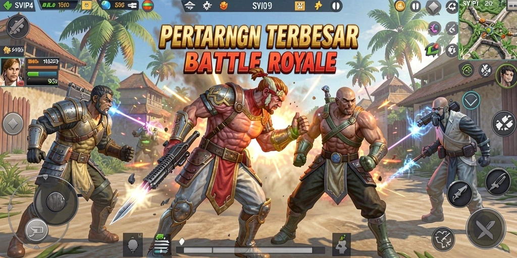 Gameplay Battle Royale yang menegangkan dan penuh aksi.