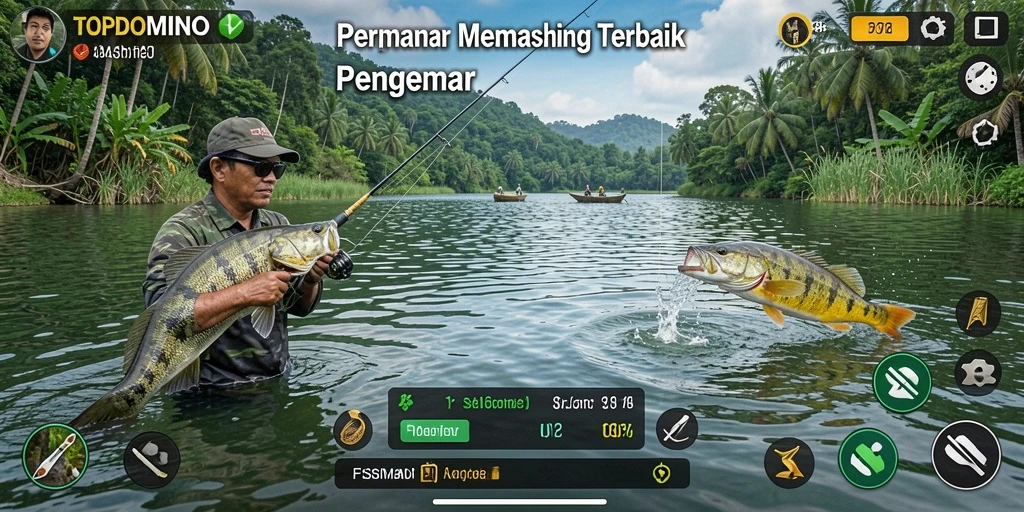 Tampilan gameplay TOPDOMINO yang menampilkan pengalaman memancing seru.