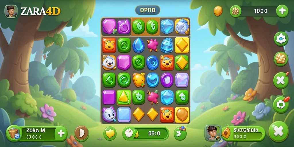 Tampilan gameplay ZARA4D yang menantang dalam genre Match-3.
